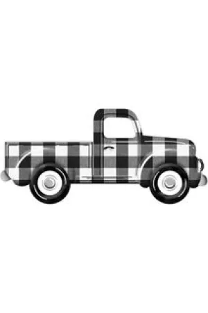 12" Metal Embossed Truck: Black/White Check