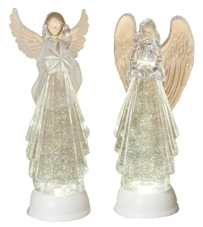 13" Battery-Operated Spinning Water Globe Angel with Timer