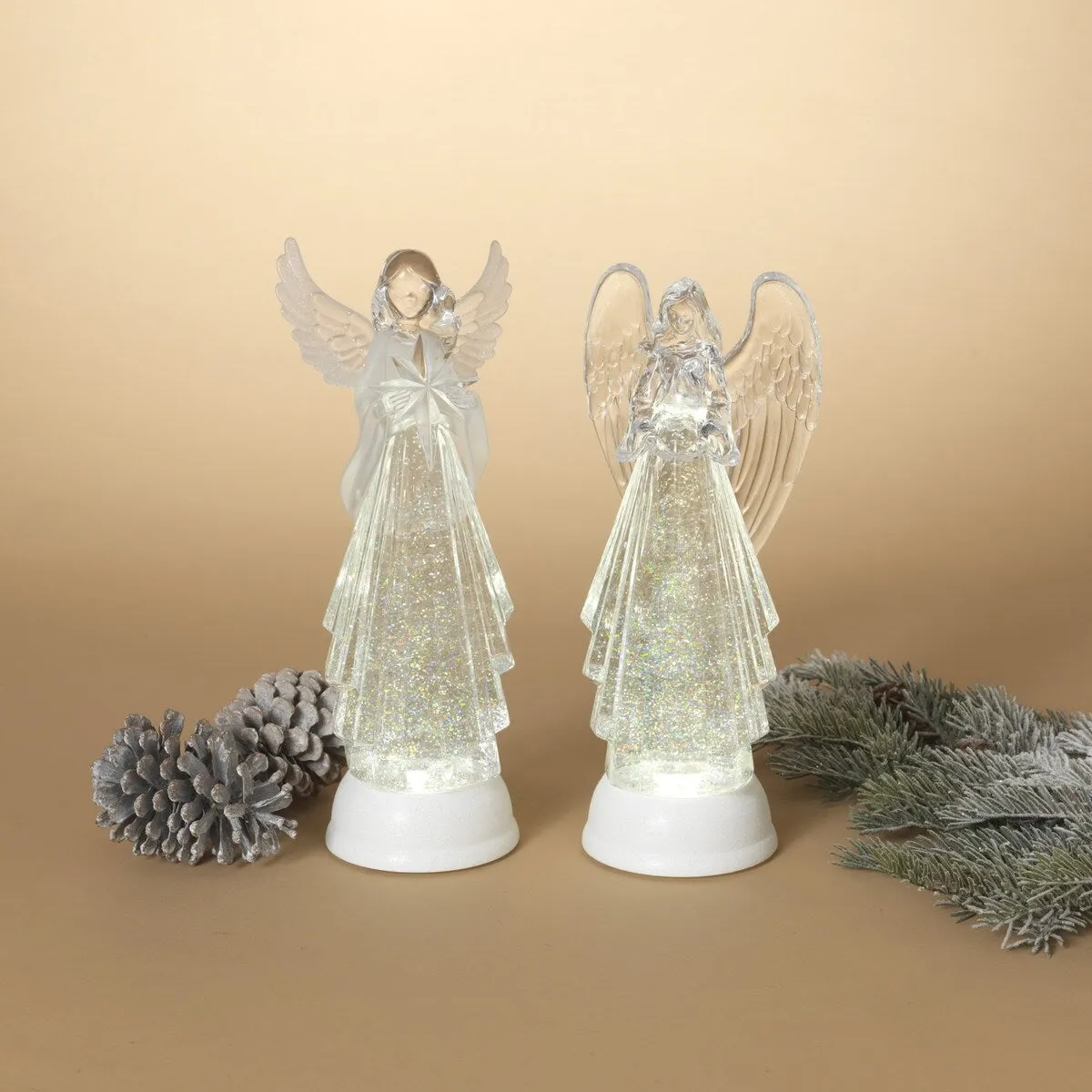 13" Battery-Operated Spinning Water Globe Angel with Timer