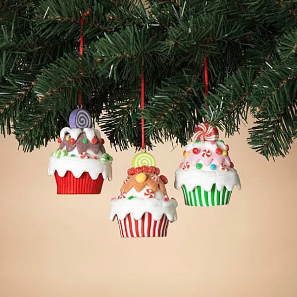 3.4" Clay Dough Cupcake Christmas Ornament