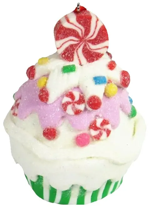 3.4" Clay Dough Cupcake Christmas Ornament