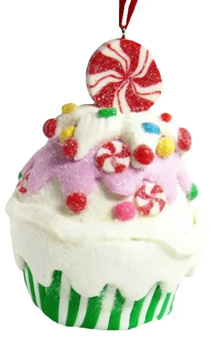 3.4" Clay Dough Cupcake Christmas Ornament