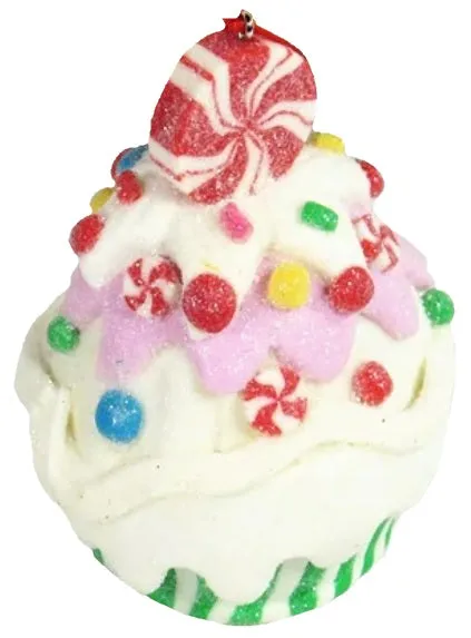 3.4" Clay Dough Cupcake Christmas Ornament