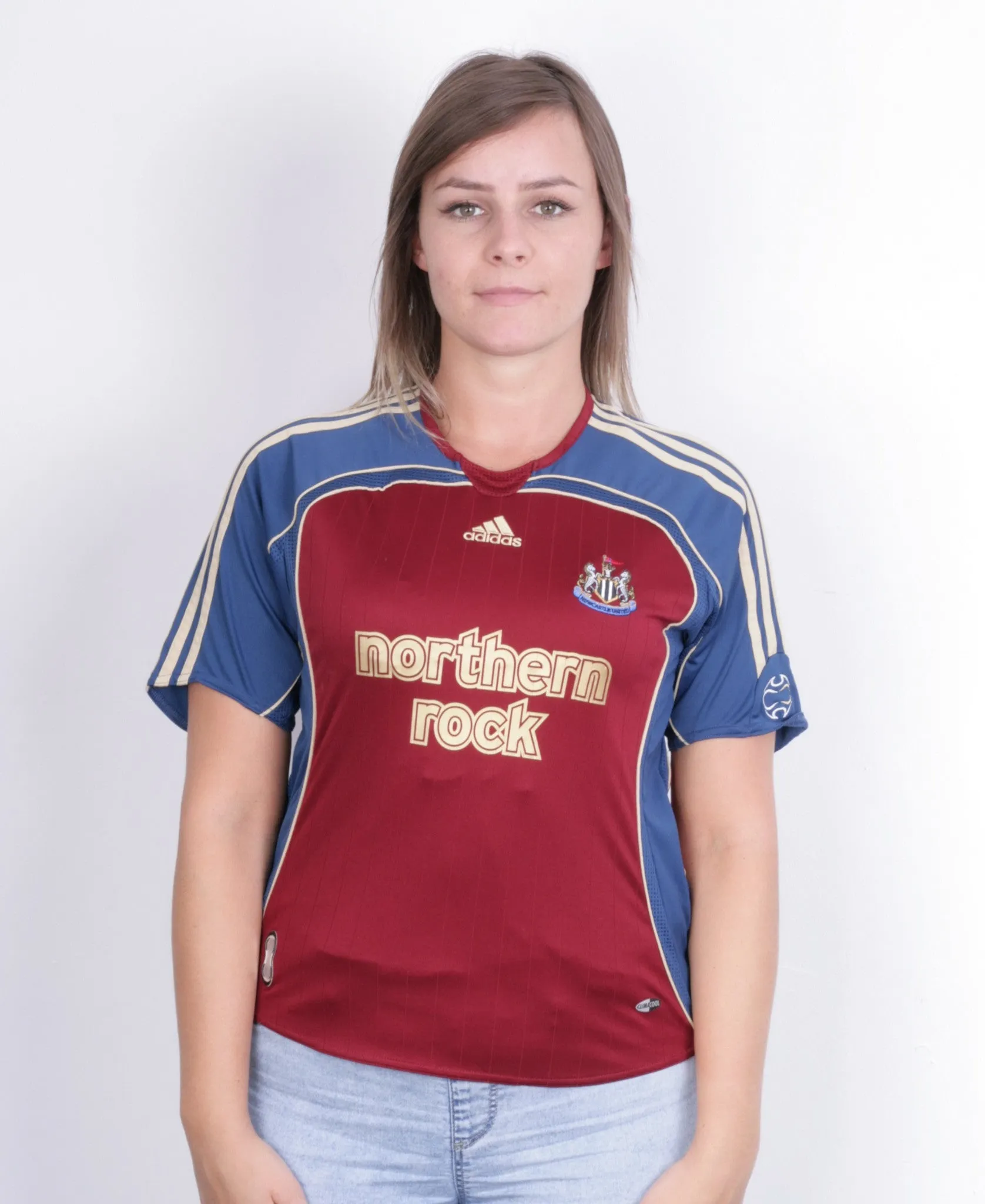 Adidas Womens M Shirt Newcastle United Short Sleeve Maroon Northern Rock Football