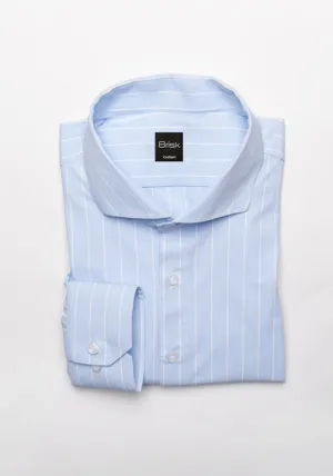 Baby Blue Performance Four-Way Stretch Stripes Shirt - Wrinkle Free