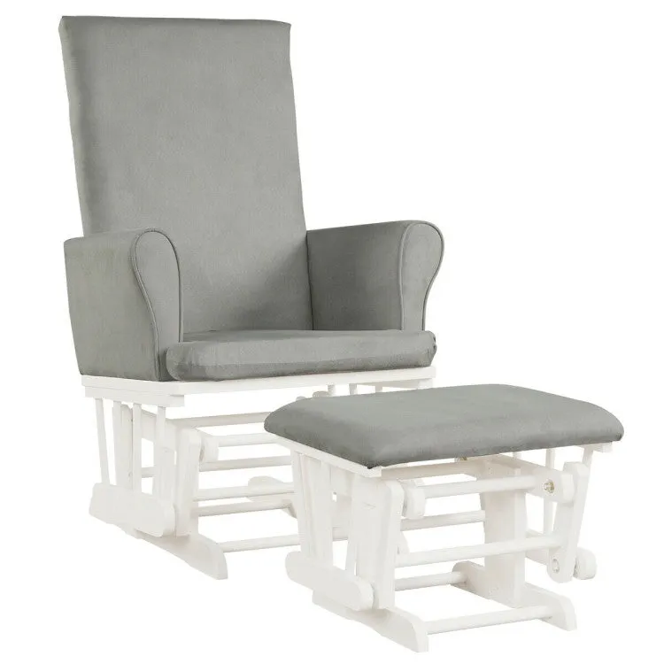 Baby Nursery Relax Rocker Rocking Chair Glider & Ottoman Set - Gray