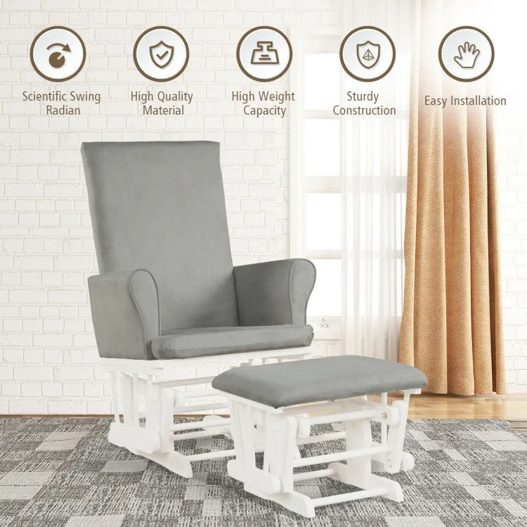 Baby Nursery Relax Rocker Rocking Chair Glider & Ottoman Set - Gray