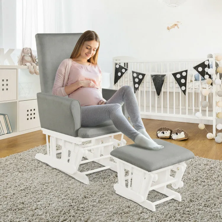 Baby Nursery Relax Rocker Rocking Chair Glider & Ottoman Set - Gray