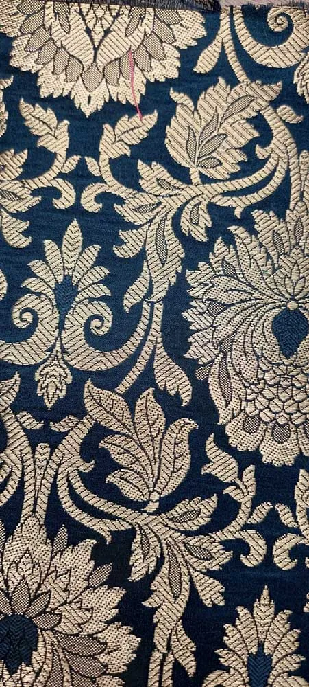 Black Banarasi Silk Fabric ( 1 Mtr )