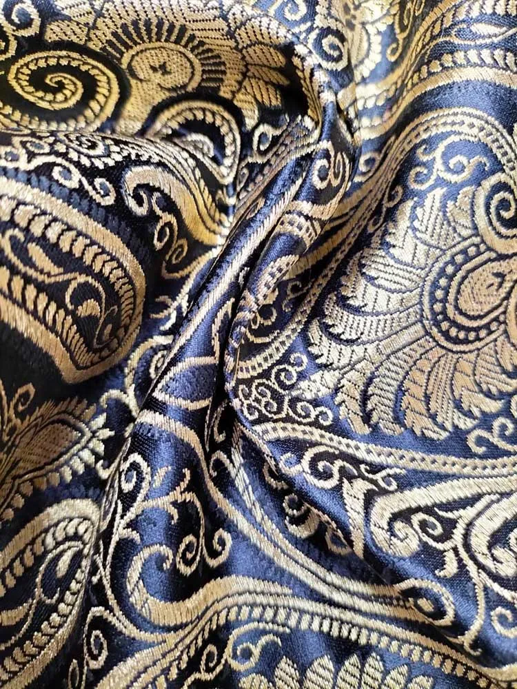 Black Banarasi Silk Fabric ( 1 Mtr )