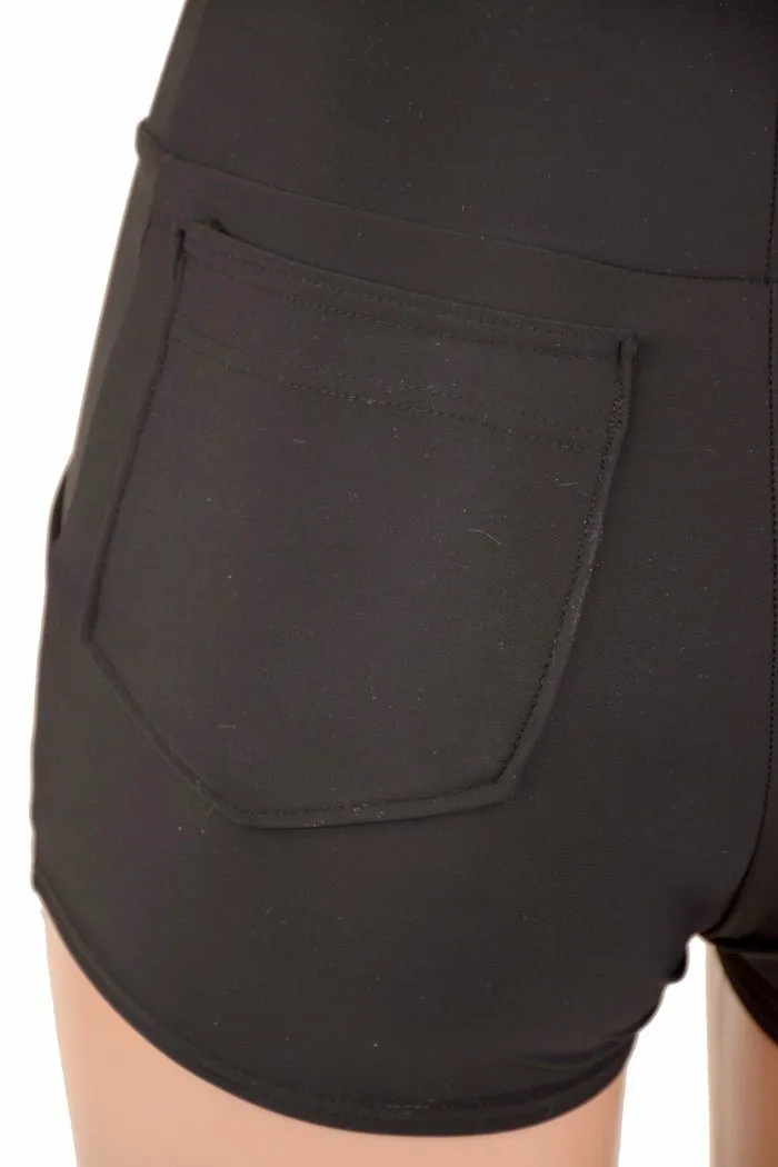 Black High Waist Shorts with Pockets