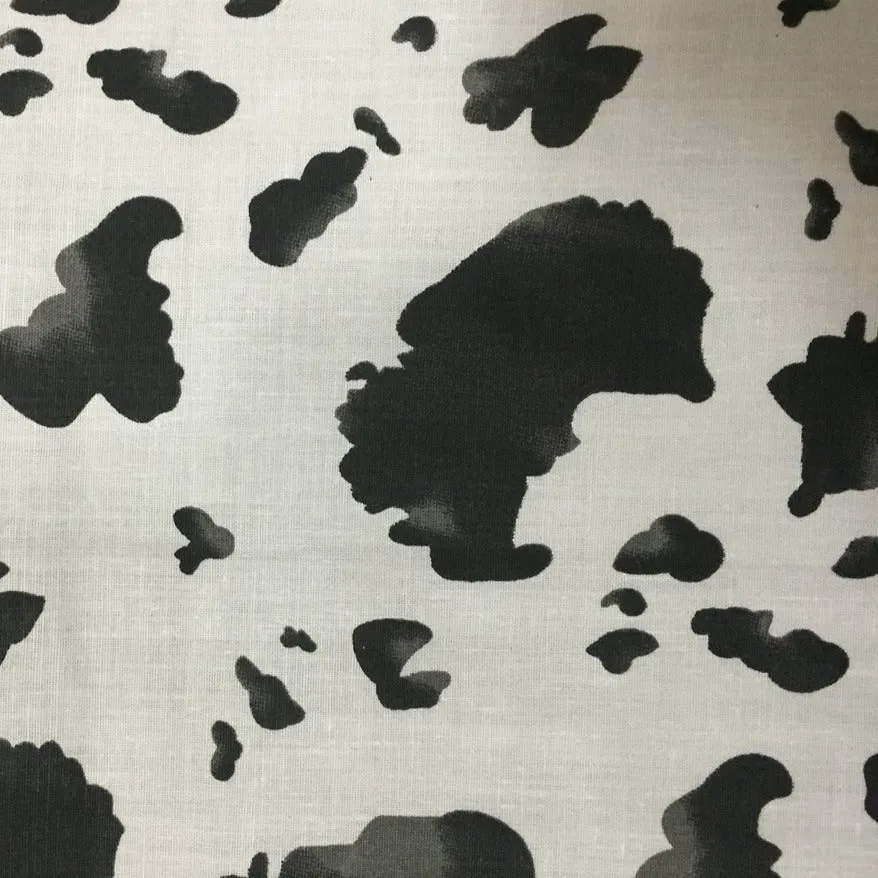 Black White Cow Print Poly Cotton Fabric