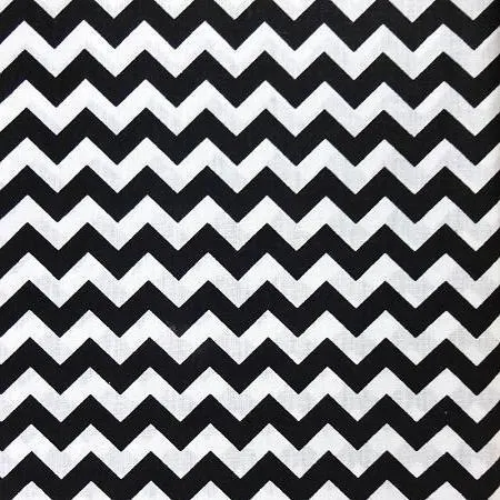 Black White Half Inch Chevron Poly Cotton Fabric