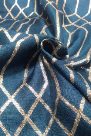 Blue Banarasi Dola Silk Fabric ( 1 Mtr )