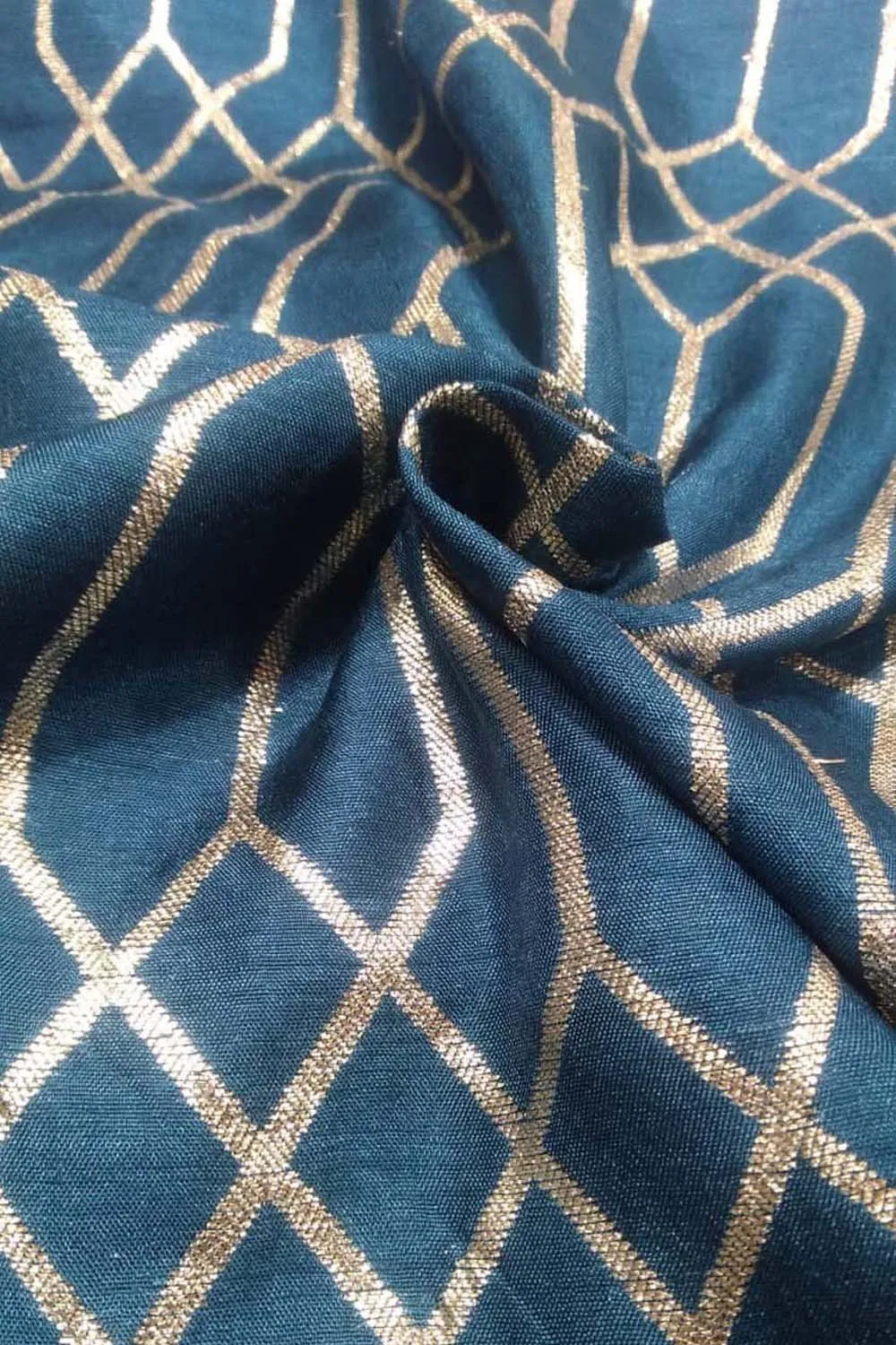 Blue Banarasi Dola Silk Fabric ( 1 Mtr )