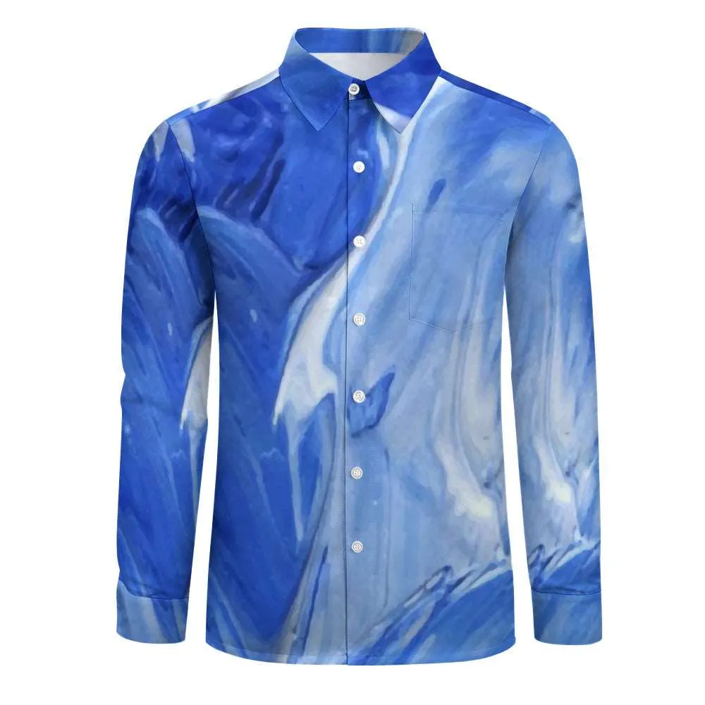 Blue Swirl One Pocket Long Sleeve Shirt