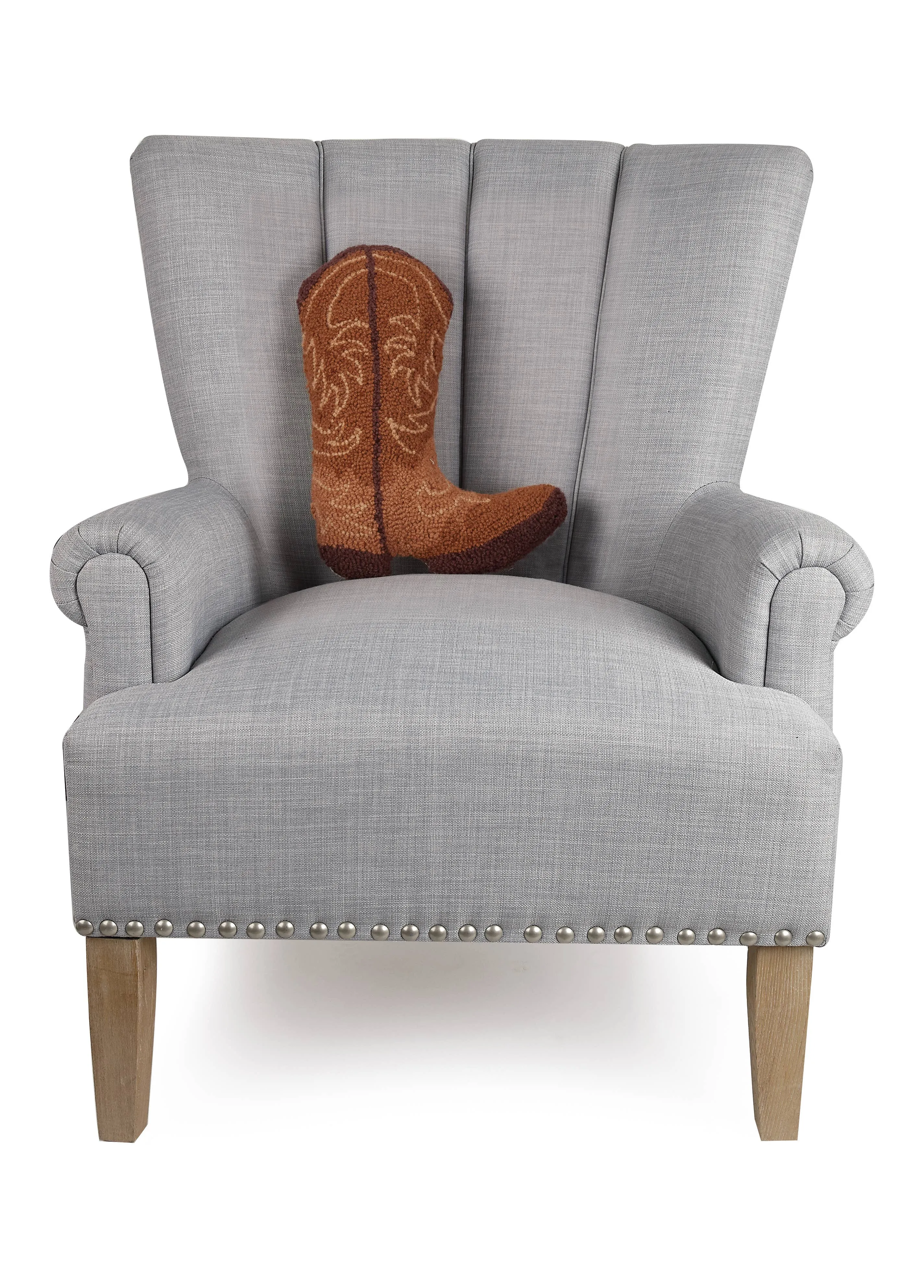 Brown Cowboy Boot Hook Pillow