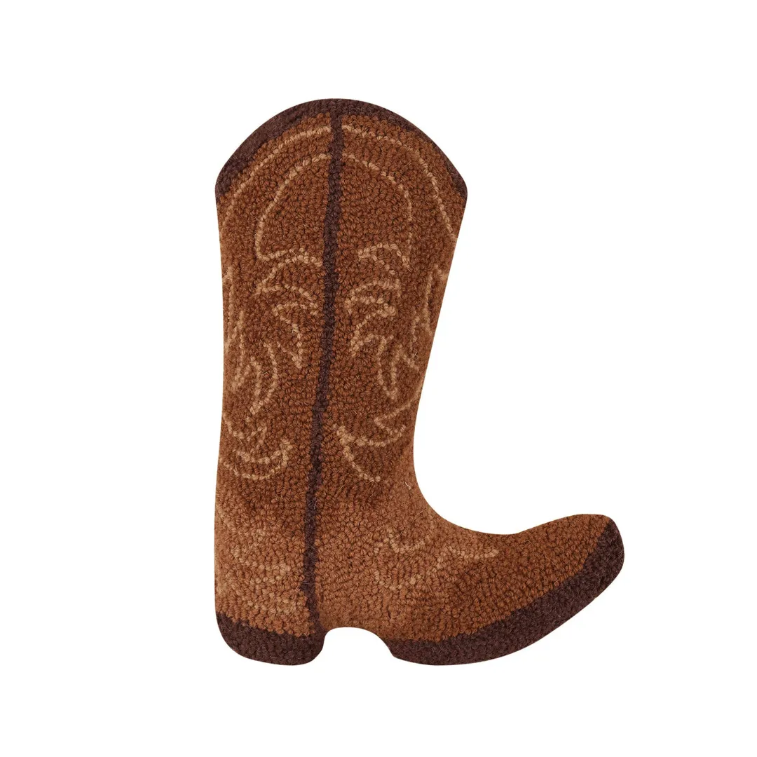 Brown Cowboy Boot Hook Pillow