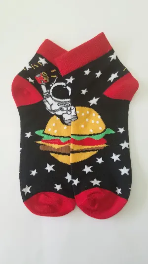 Cheeseburger Space Low Crew Socks