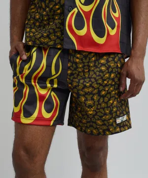 Cheetah And Flames Split Shorts