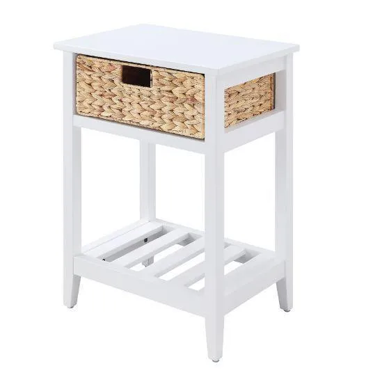 Chinu Accent Table in White & Natural Finish