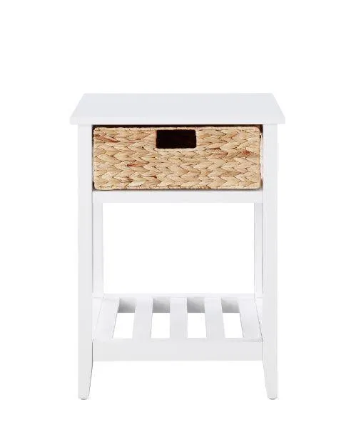 Chinu Accent Table in White & Natural Finish