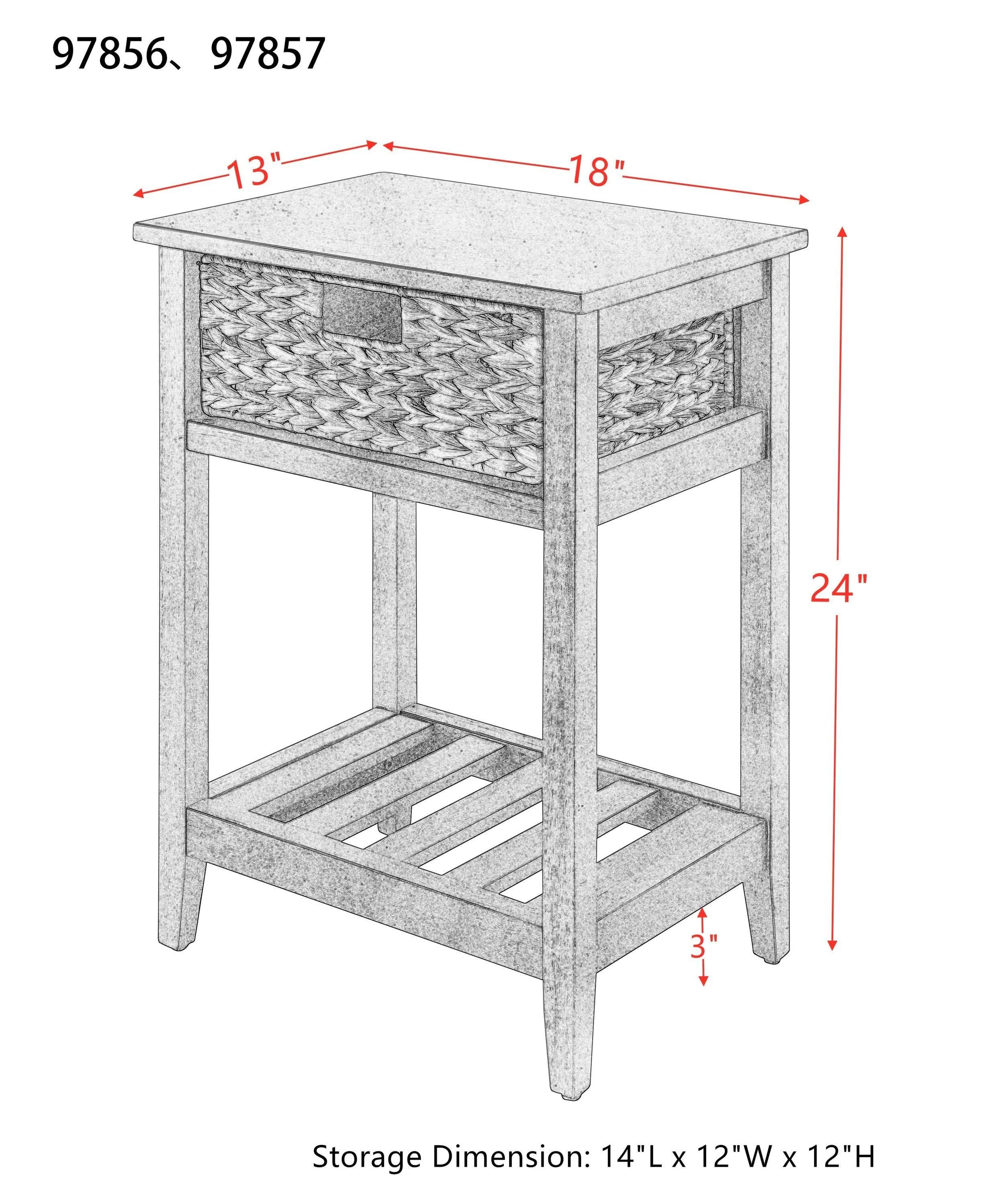 Chinu Accent Table in White & Natural Finish