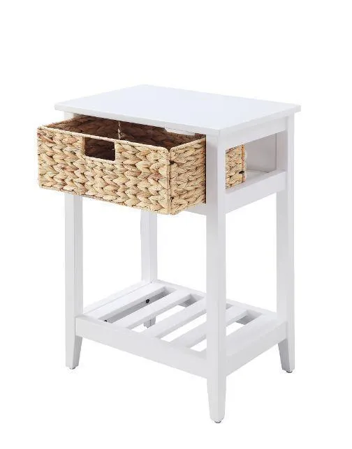 Chinu Accent Table in White & Natural Finish