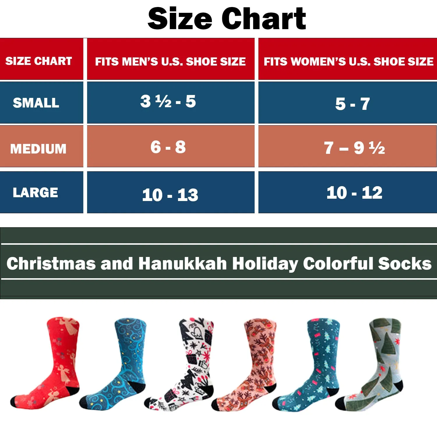 Christmas and Hanukkah Holiday Colorful CoolMax Crew Socks for Men & Women - Holly and Trees