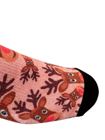 Christmas and Hanukkah Holiday Colorful CoolMax Crew Socks for Men & Women - Rudolph The Red-Nosed Reindeer