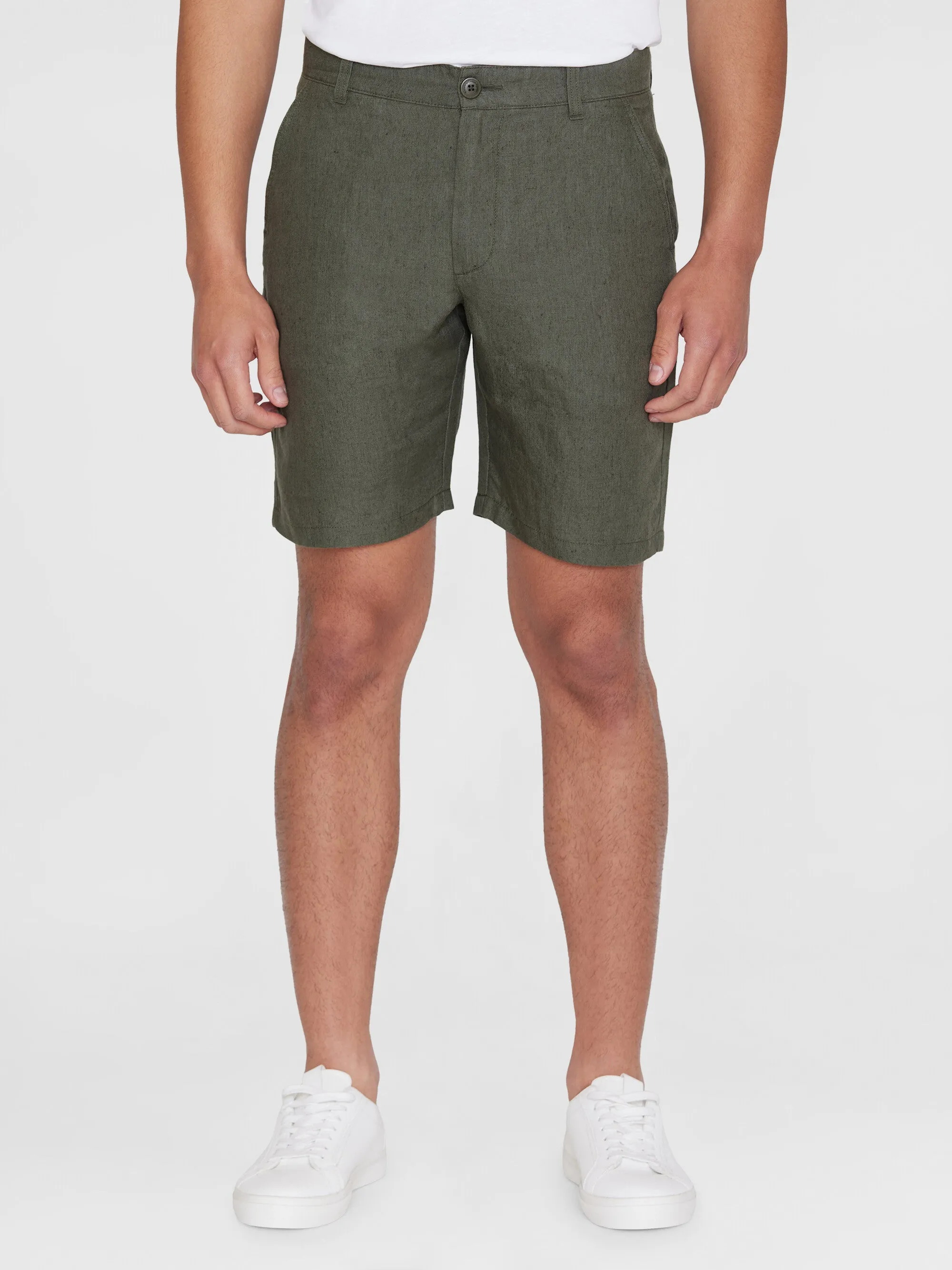 CHUCK regular linen shorts - GOTS/Vegan - Burned Olive