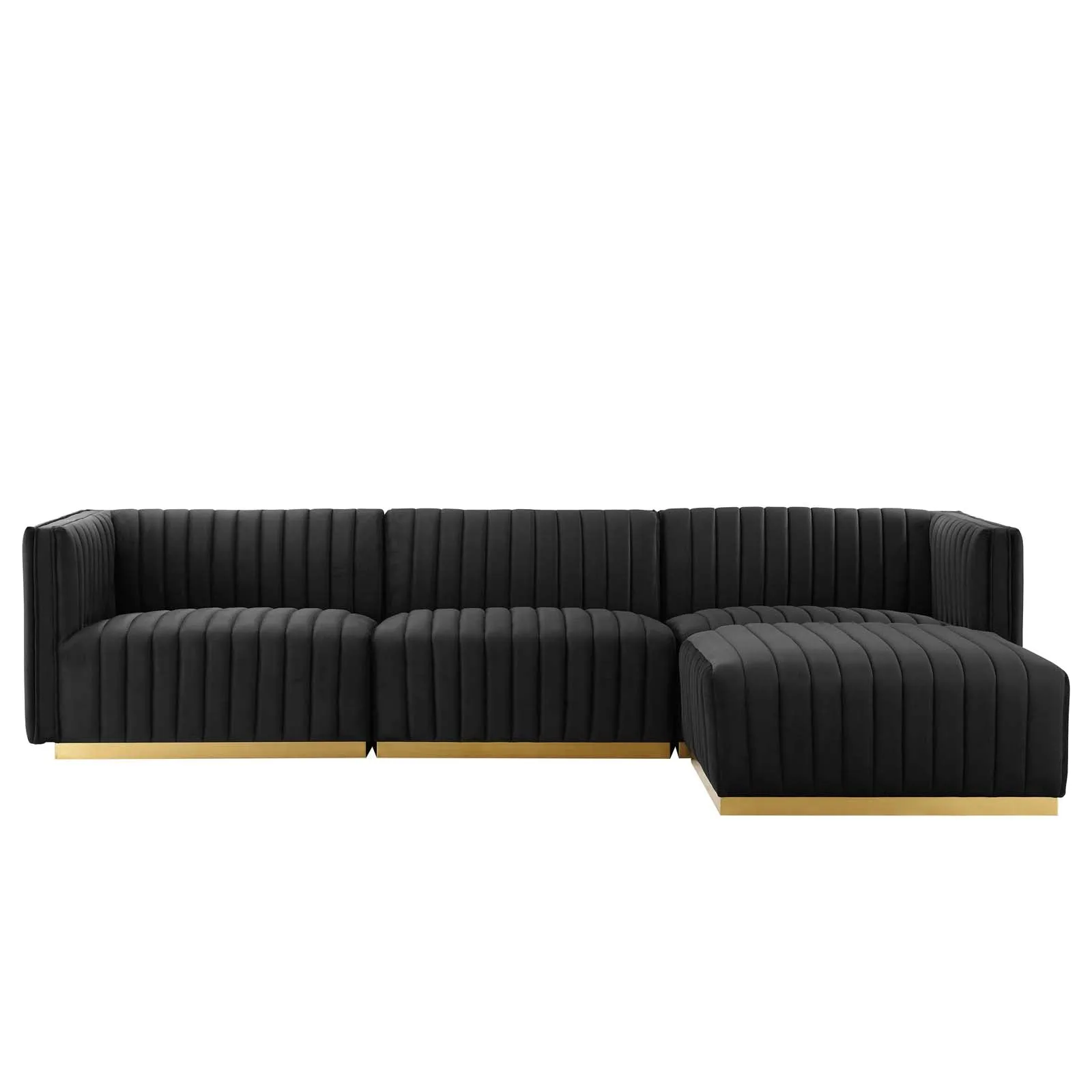 Conjure Channel Tufted Performance Velvet 4-Piece Sectional by Modway