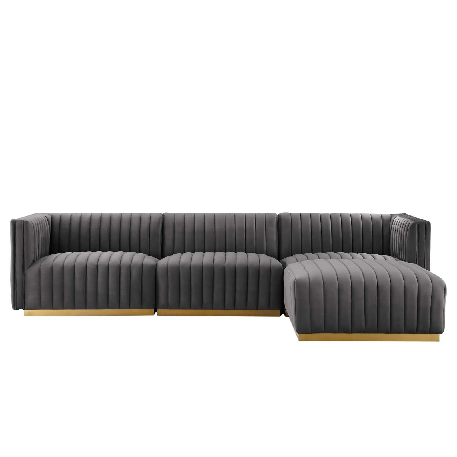 Conjure Channel Tufted Performance Velvet 4-Piece Sectional by Modway