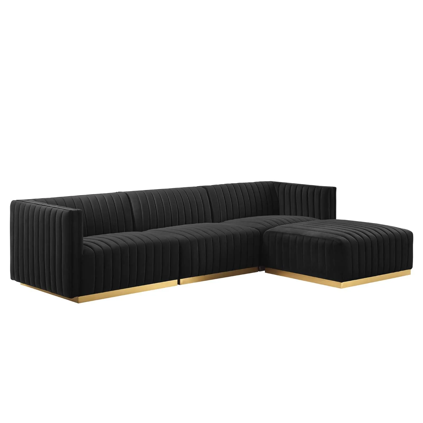 Conjure Channel Tufted Performance Velvet 4-Piece Sectional by Modway