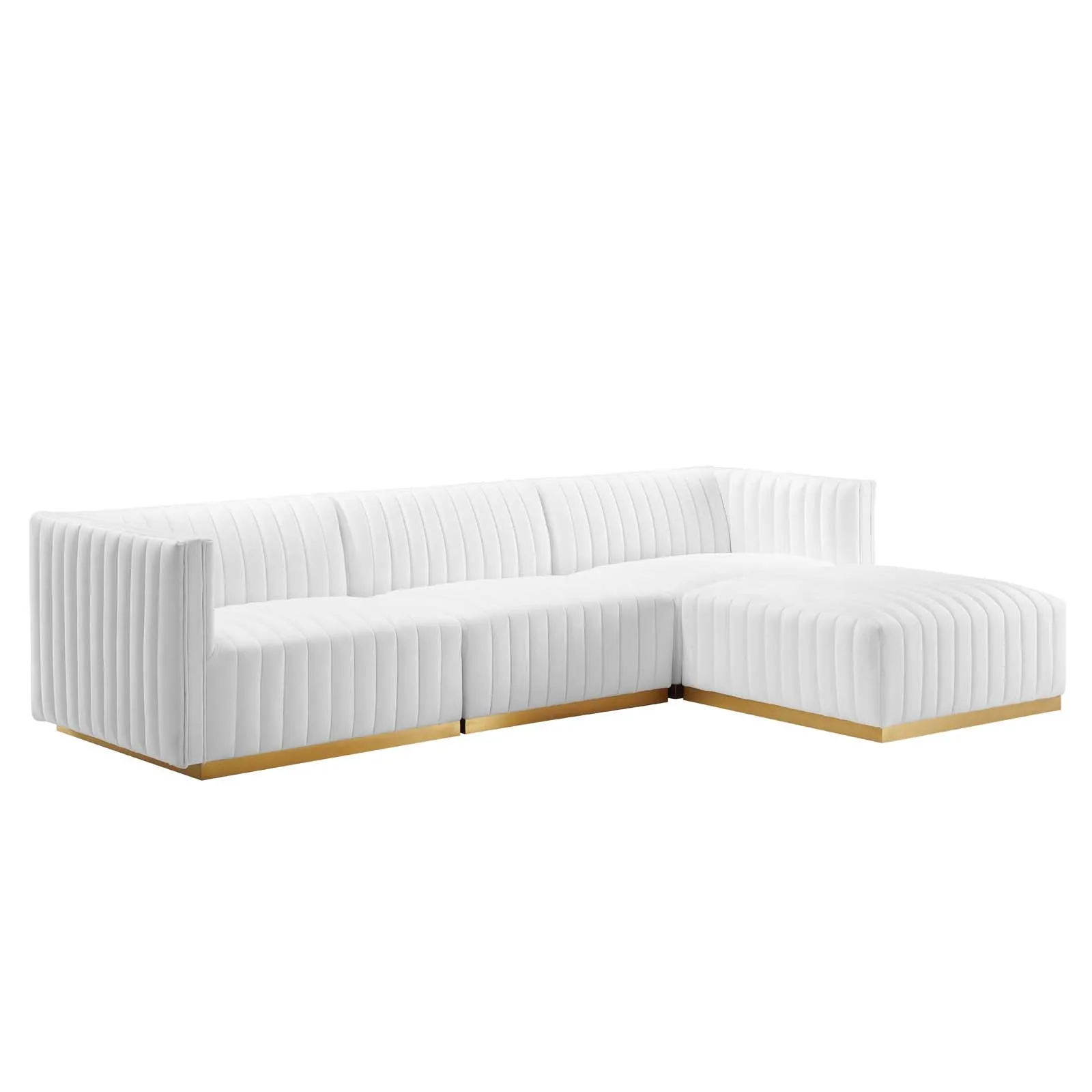 Conjure Channel Tufted Performance Velvet 4-Piece Sectional by Modway