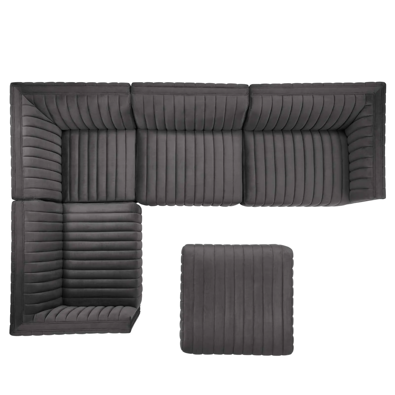 Conjure Channel Tufted Performance Velvet 5-Piece Sectional by Modway