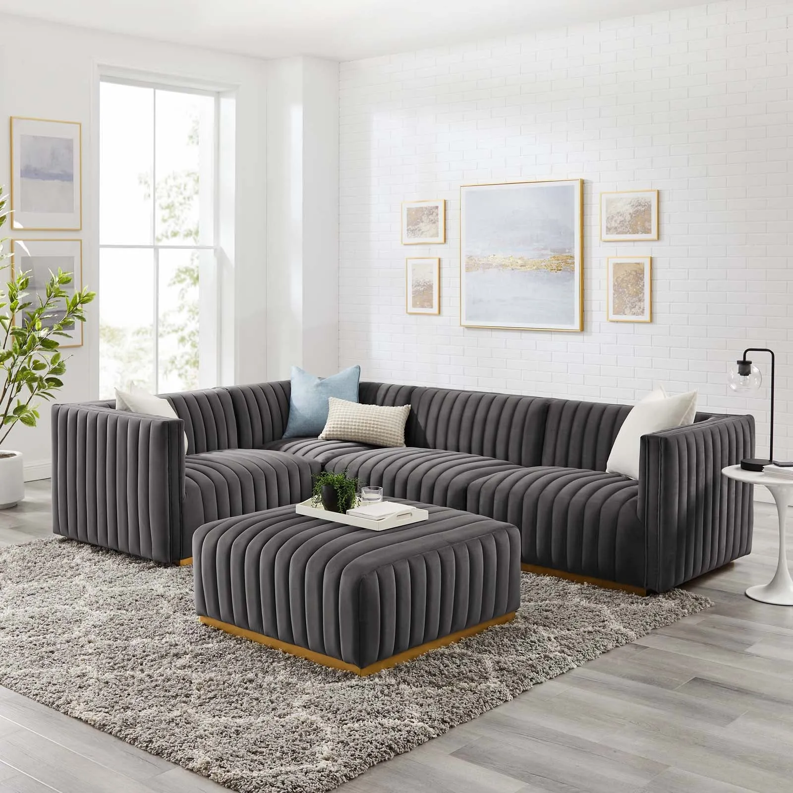 Conjure Channel Tufted Performance Velvet 5-Piece Sectional by Modway