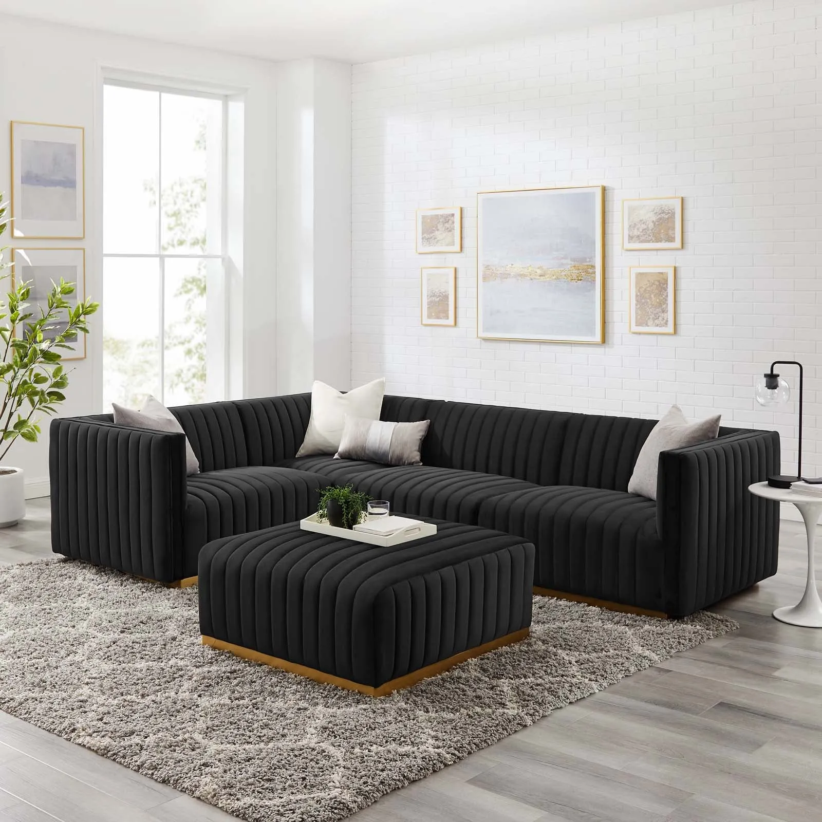 Conjure Channel Tufted Performance Velvet 5-Piece Sectional by Modway