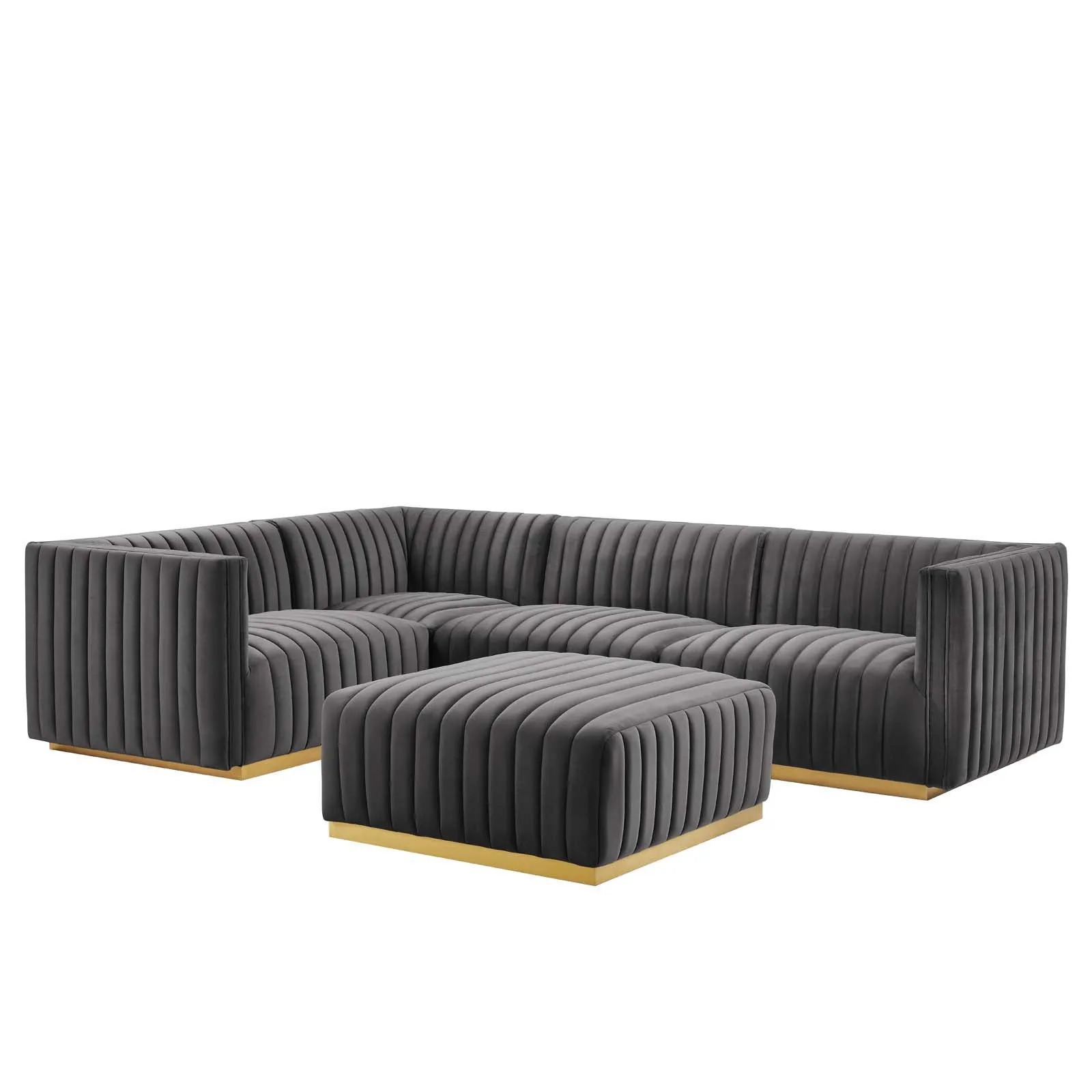 Conjure Channel Tufted Performance Velvet 5-Piece Sectional by Modway