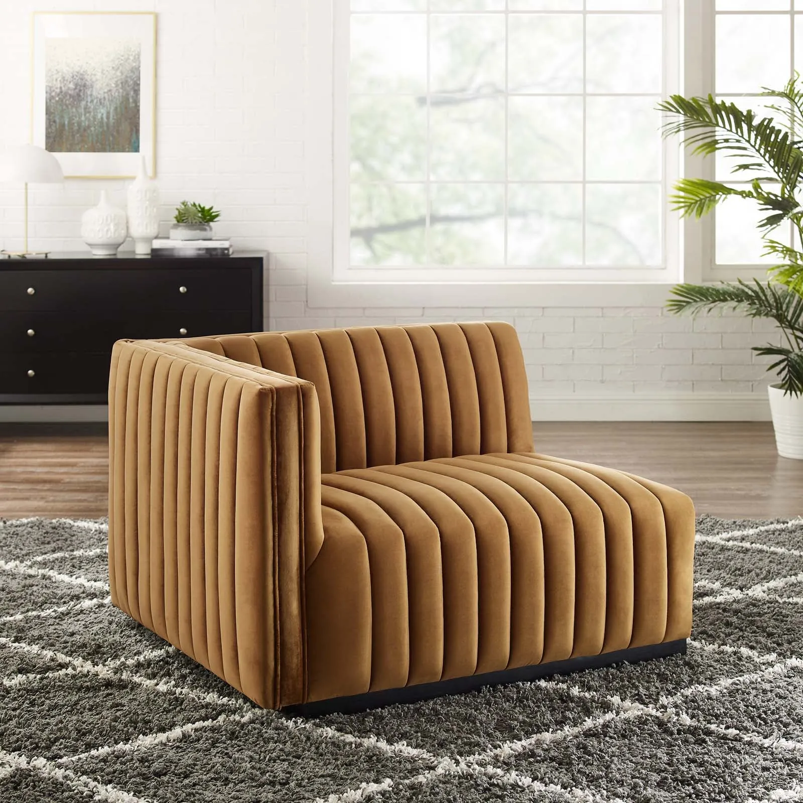 Conjure Channel Tufted Performance Velvet Left-Arm Chair by Modway