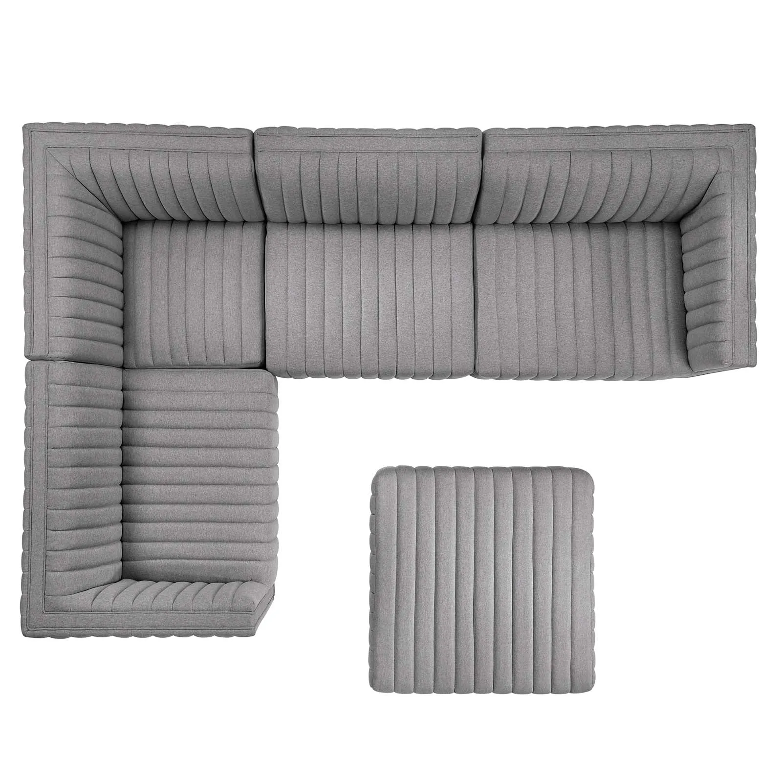 Conjure Channel Tufted Upholstered Fabric 5-Piece Sectional by Modway