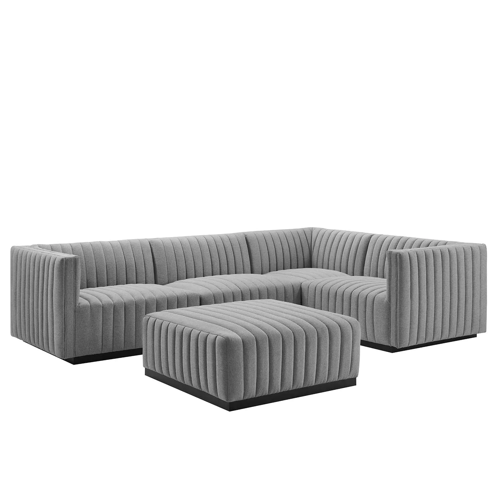 Conjure Channel Tufted Upholstered Fabric 5-Piece Sectional by Modway