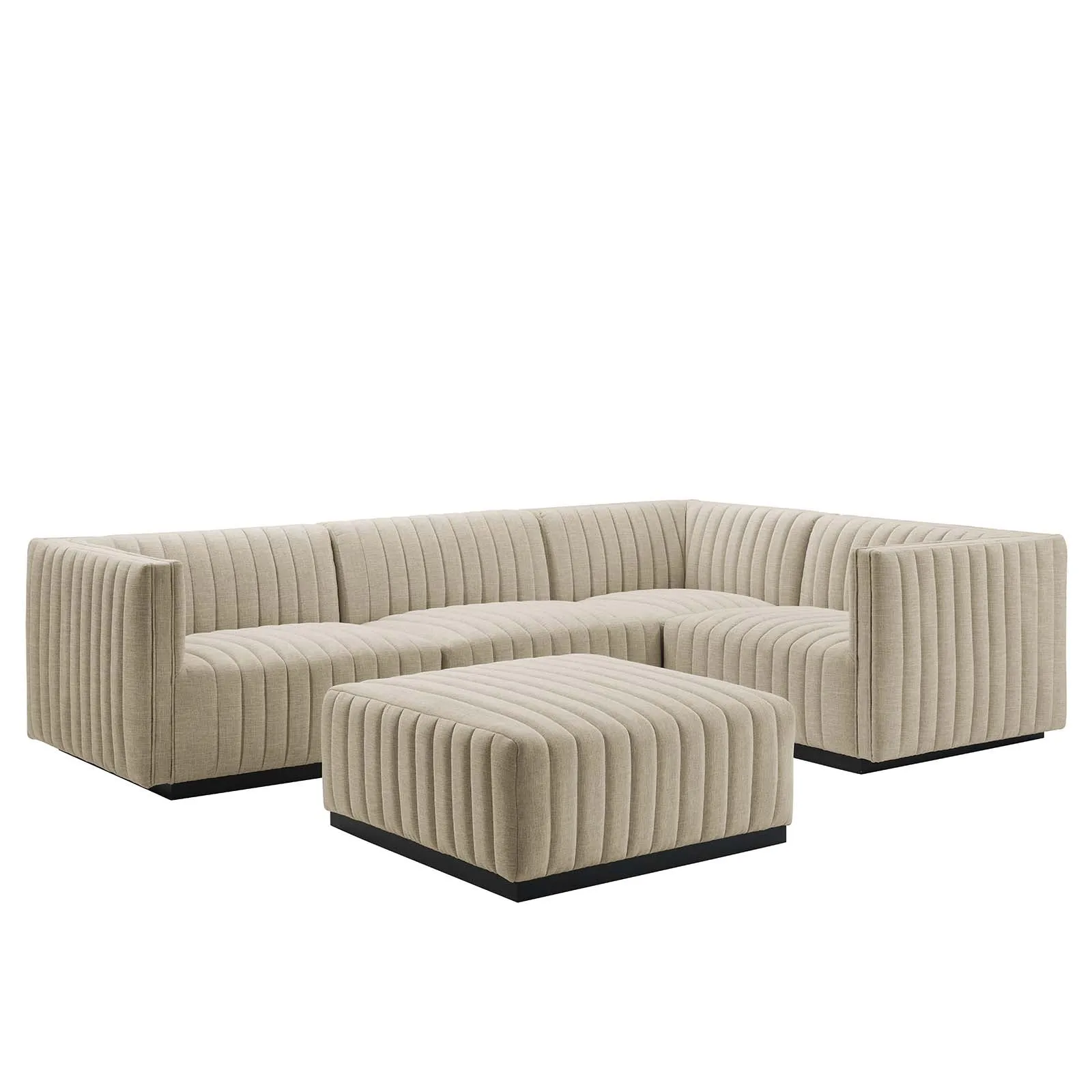 Conjure Channel Tufted Upholstered Fabric 5-Piece Sectional by Modway