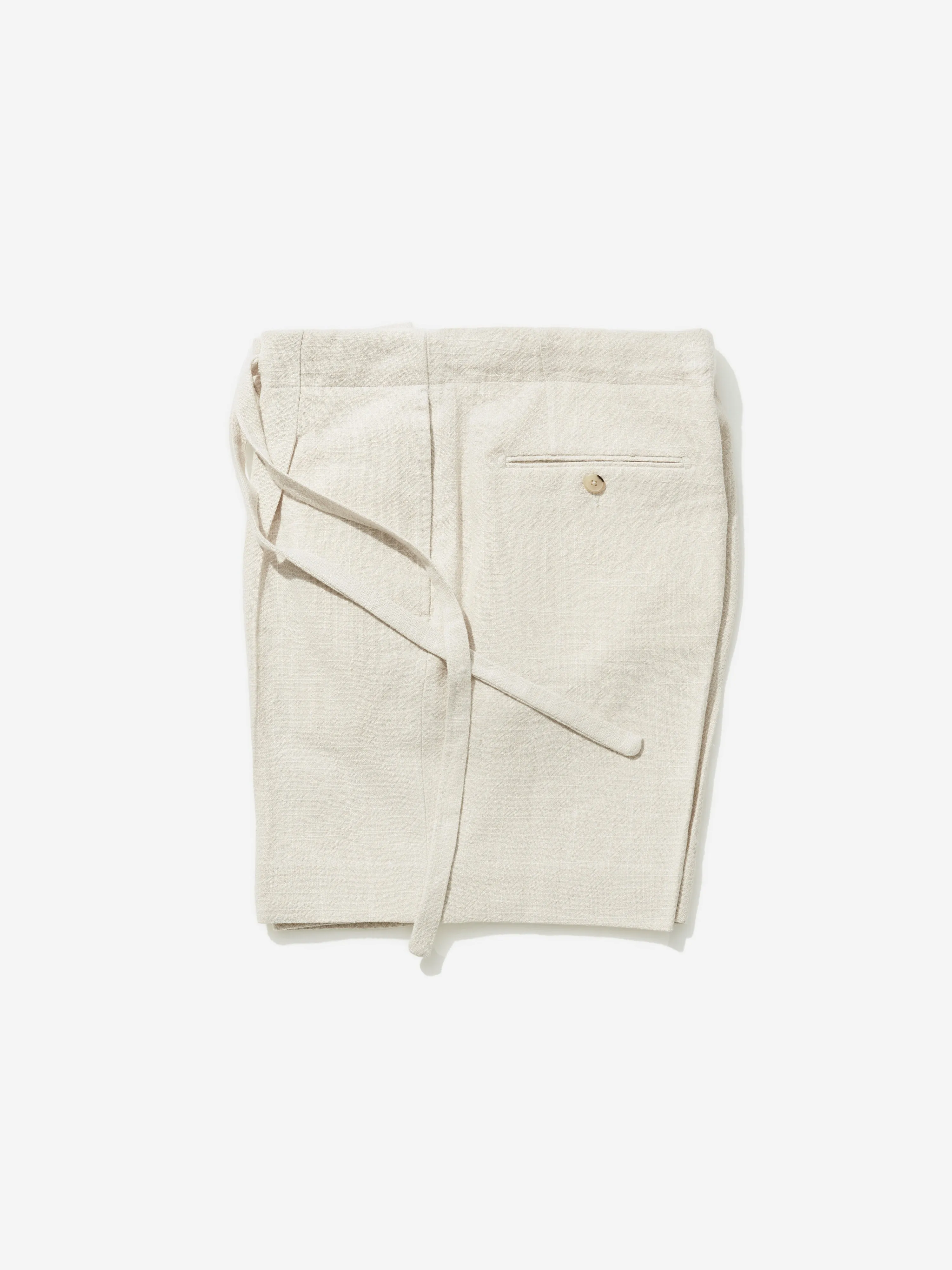 Cream Stonewashed Linen Drawstring Shorts (Wide Fit)