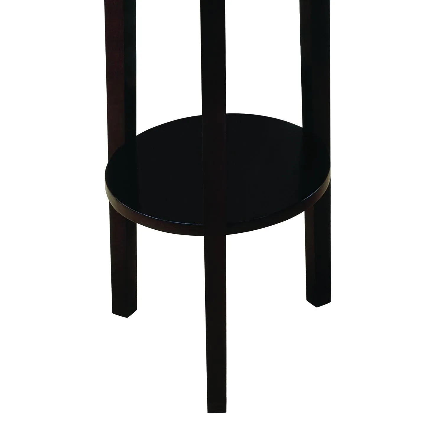 Espresso Round Accent Table with Lower Shelf