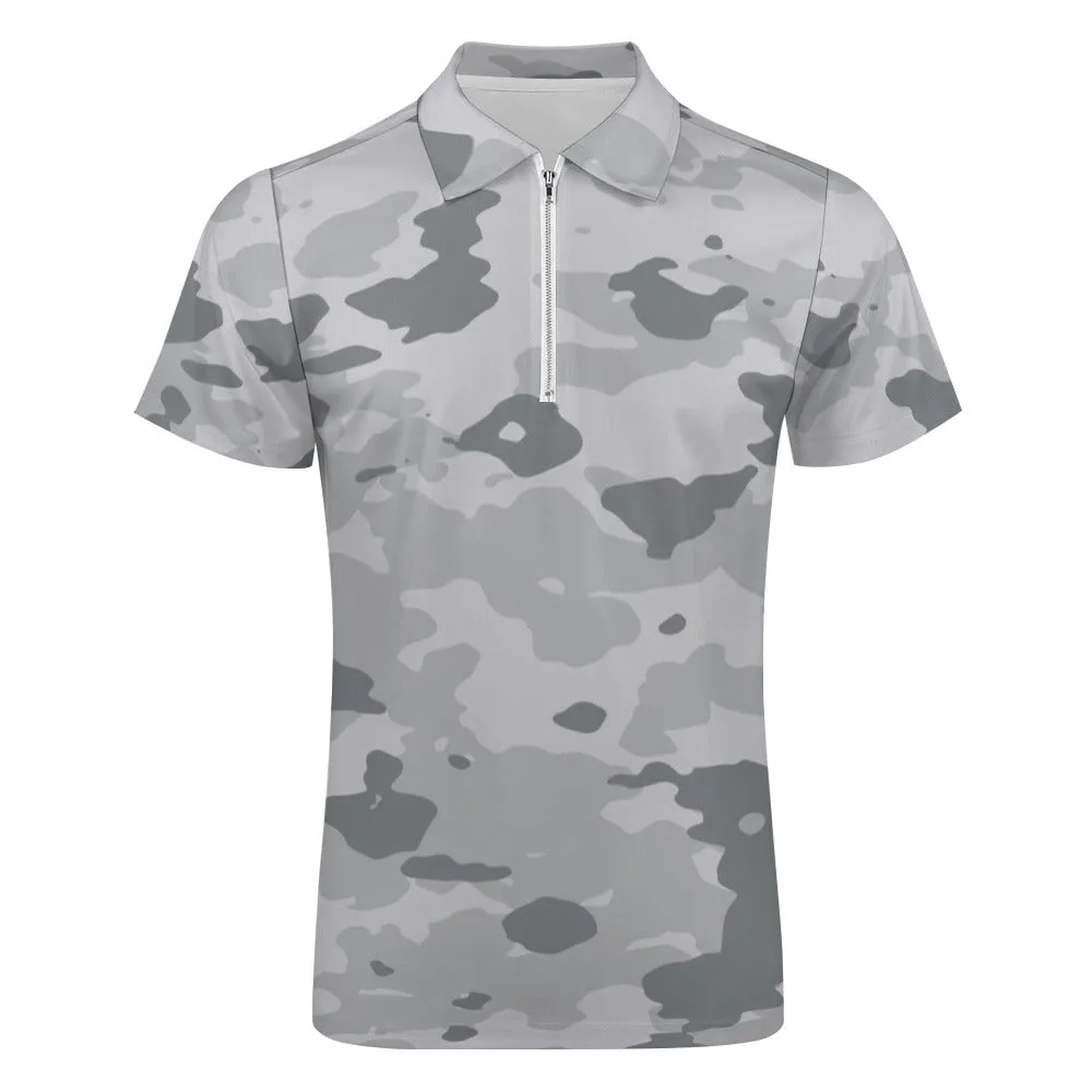 Gray Camo Short Sleeve Polo Shirt