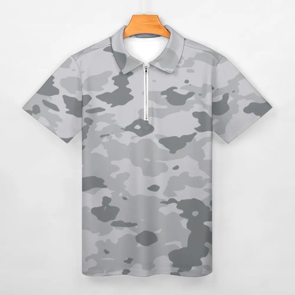 Gray Camo Short Sleeve Polo Shirt