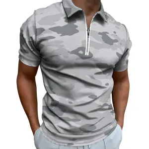 Gray Camo Short Sleeve Polo Shirt