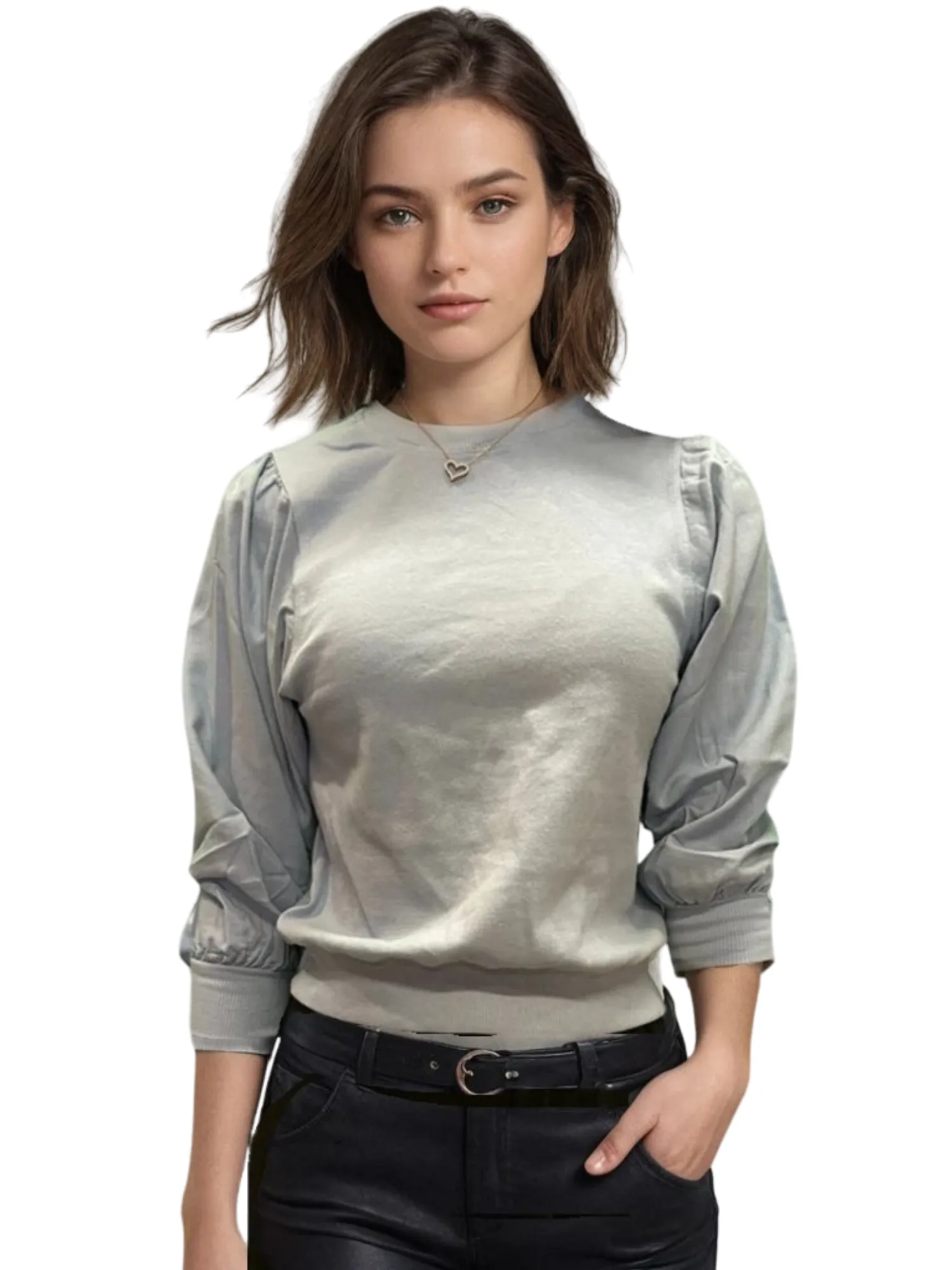 Hard Tail Puff Sleeve Pullover Top (Style VG-202)