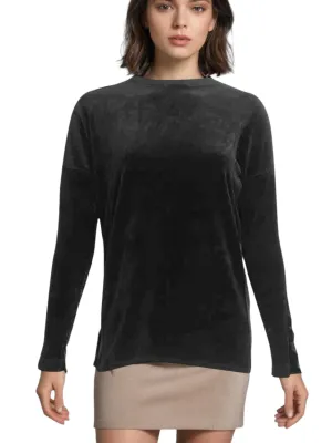 Hard Tail Velour Slouchy Pullover Top (V-184)